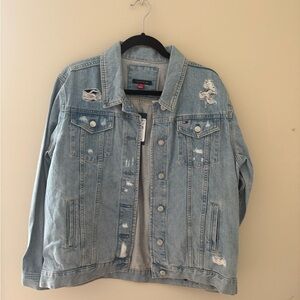 Light Wash Distressed Denim Jacket NWT